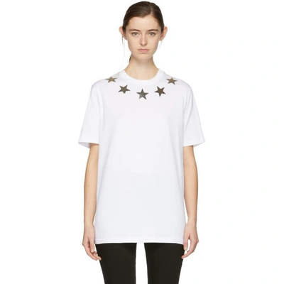 Shop Givenchy White Silver Stars T-shirt In 100 White