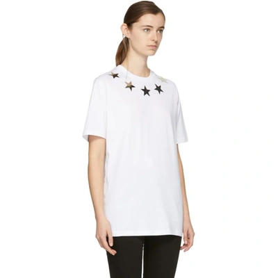 Shop Givenchy White Silver Stars T-shirt In 100 White