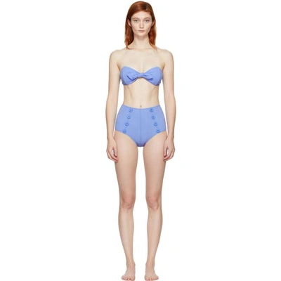 Shop Lisa Marie Fernandez Blue Poppy Bikini In Cornflower