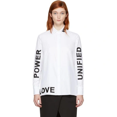 Shop Versace White 'love, Power, Unified' Shirt