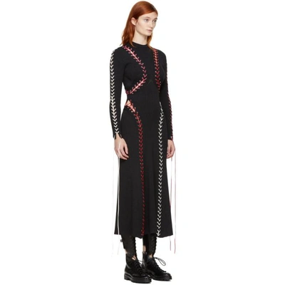 Shop Alexander Mcqueen Black Lace-up Knit Dress