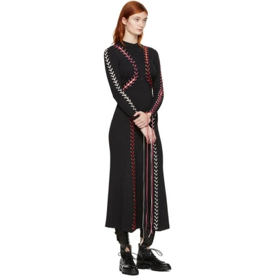 Shop Alexander Mcqueen Black Lace-up Knit Dress