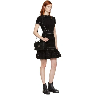 Shop Alexander Mcqueen Black Eyelet Flared Dress