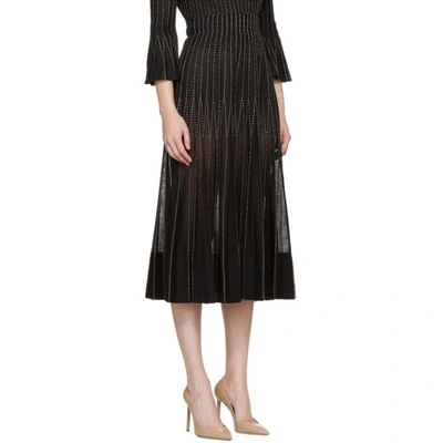 Shop Alexander Mcqueen Black & Gold Flared Ribbed Skirt