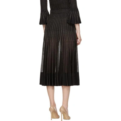 Shop Alexander Mcqueen Black & Gold Flared Ribbed Skirt