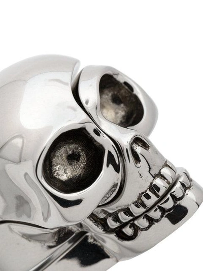 Shop Alexander Mcqueen Divided Skull Ring In Metallic