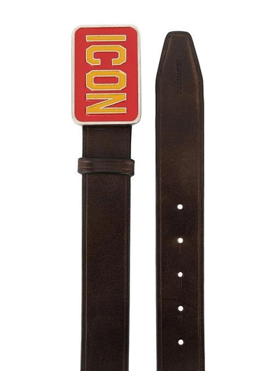 Shop Dsquared2 Icon Buckle Belt In Brown
