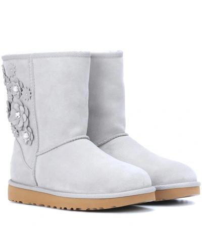 Shop Ugg Classic Short Petal Ankle Boots In Grey