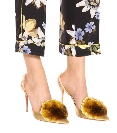 Shop Aquazzura Exclusive To Mytheresa.com – Powder Puff 105 Velvet Pumps In Gold