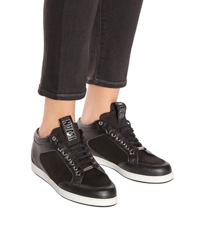 Shop Jimmy Choo Miami Leather Sneakers In Black