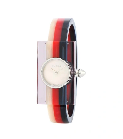 Shop Gucci Embellished Plexiglas® Watch In Multicoloured