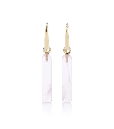 Shop Aliita Rocas Cuarzo 9kt Yellow Gold And Rose Quartz Earrings In No