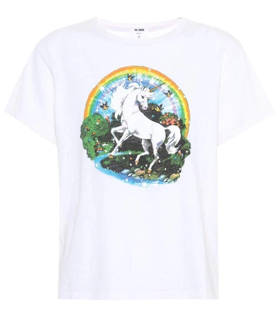 Shop Re/done The Classic Unicorn Cotton T-shirt In Multicoloured