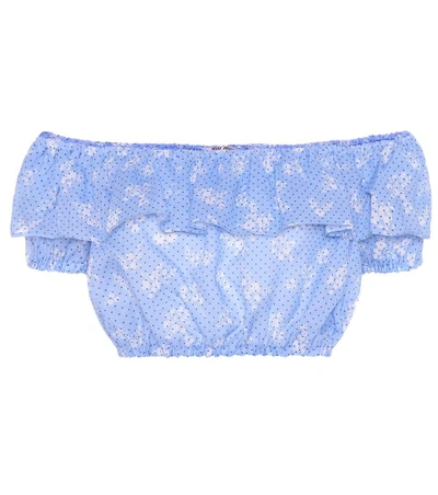 Shop Miu Miu Printed Crop Top In Blue