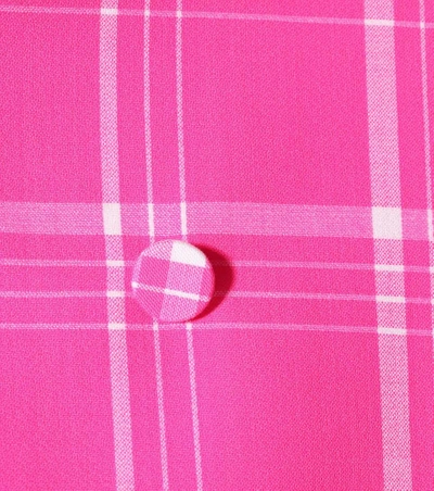 Shop Fendi Wool Plaid Jacket In Pink