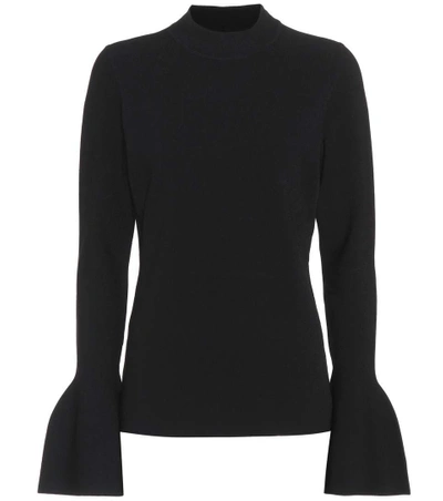 Shop Diane Von Furstenberg Flutter Sleeve Sweater In Llack