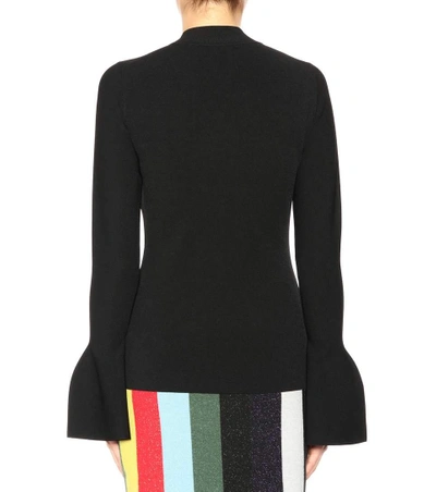 Shop Diane Von Furstenberg Flutter Sleeve Sweater In Llack