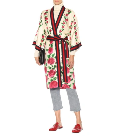 Shop Gucci Printed Silk Cardigan In Multicoloured