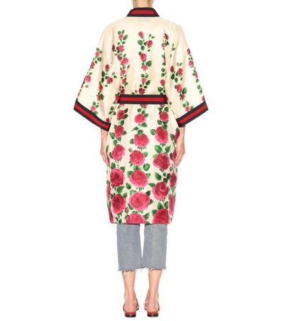 Shop Gucci Printed Silk Cardigan In Multicoloured