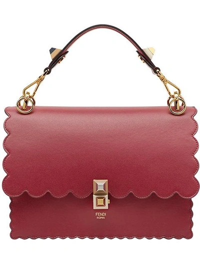 Shop Fendi Kan I Scalloped Handbag - Red