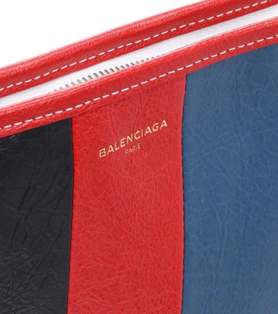 Shop Balenciaga Bazar Leather Clutch In Multicoloured