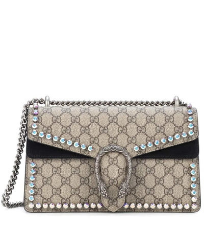 Shop Gucci Dionysus Gg Supreme Small Coated Canvas Shoulder Bag In Beige