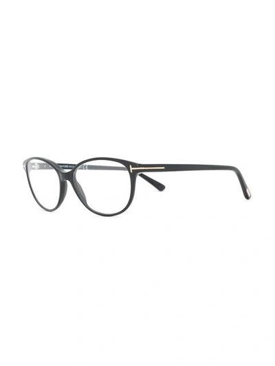 Shop Tom Ford Round Cat-eye Glasses In Black
