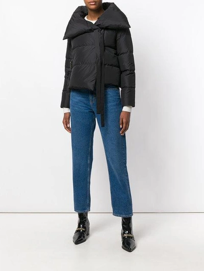 Shop Bacon Cropped Puffer Jacket  In Black