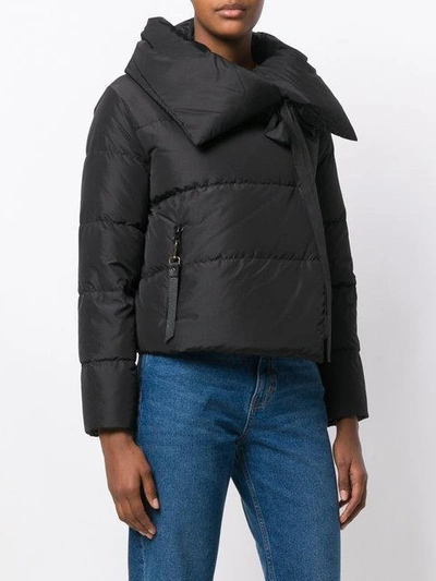 Shop Bacon Cropped Puffer Jacket  In Black