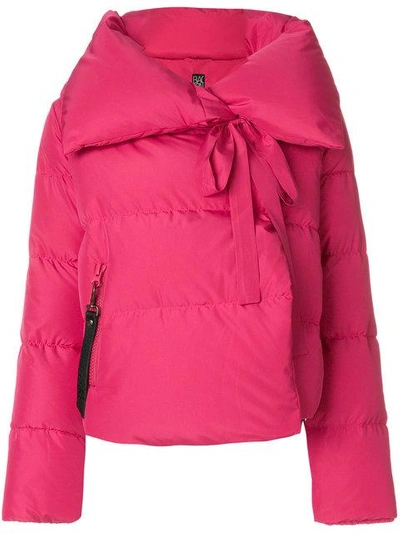 Shop Bacon Cropped Puffer Jacket In Pink & Purple