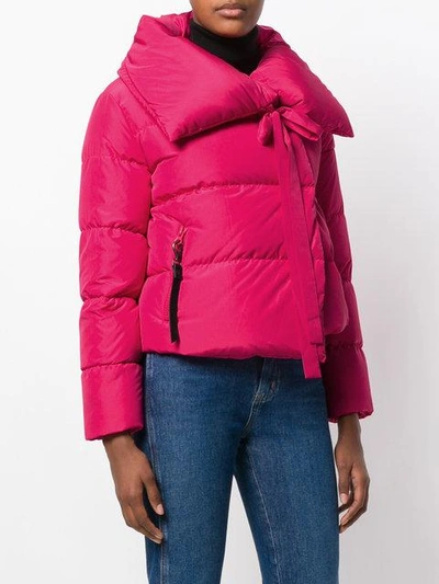 Shop Bacon Cropped Puffer Jacket In Pink & Purple