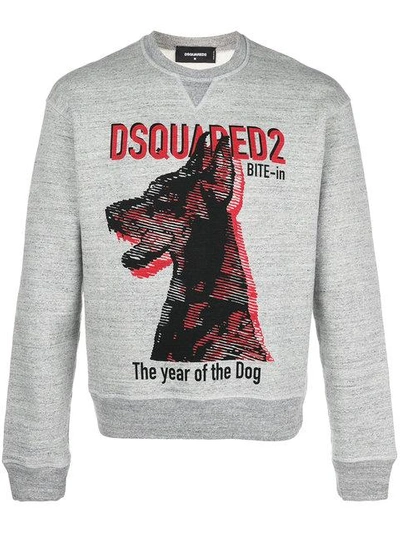 Shop Dsquared2 Dog Print Sweatshirt - Grey