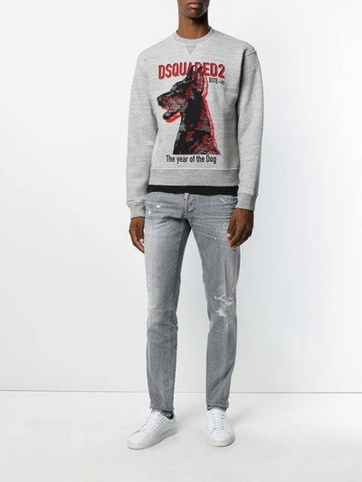 Shop Dsquared2 Dog Print Sweatshirt - Grey