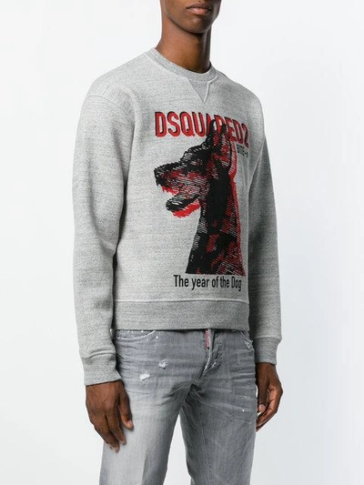 Shop Dsquared2 Dog Print Sweatshirt - Grey