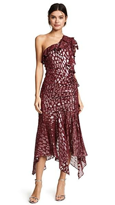 Shop Veronica Beard Leighton Dress In Red/silver