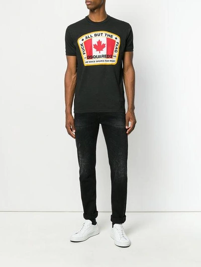 Dsquared2 Canadian Flag-print Cotton-jersey T-shirt In Black | ModeSens