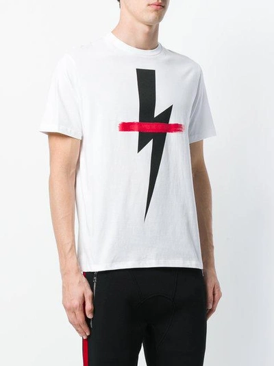 Shop Neil Barrett Lightning Bolt T-shirt In White