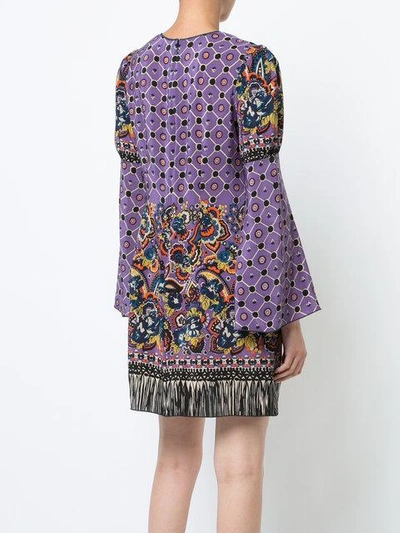Shop Anna Sui Paisley Print Fringed Dress - Pink In Pink & Purple