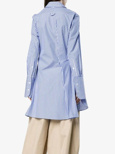 Shop Wright Le Chapelain Asymmetric Stripe Wrap Shirt - Blue