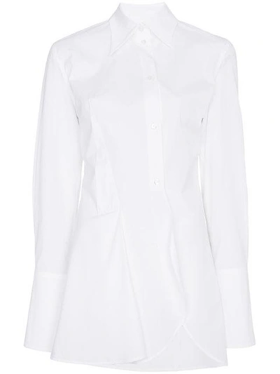 Shop Wright Le Chapelain Asymmetric Long Sleeve Shirt - White