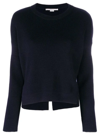 Shop Stella Mccartney Cropped Ribbed Knit Sweater - Blue