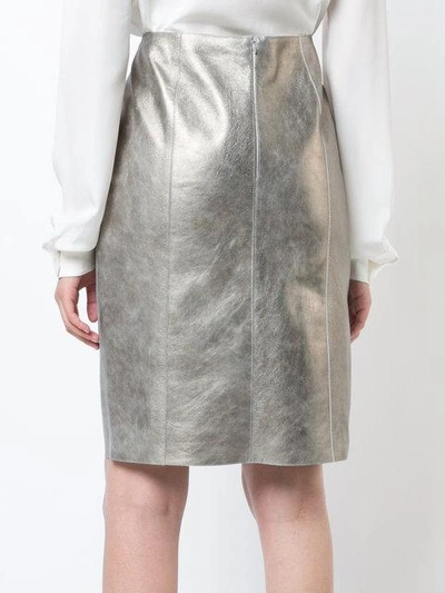 Shop Akris Fitted Knee Length Skirt In Metallic