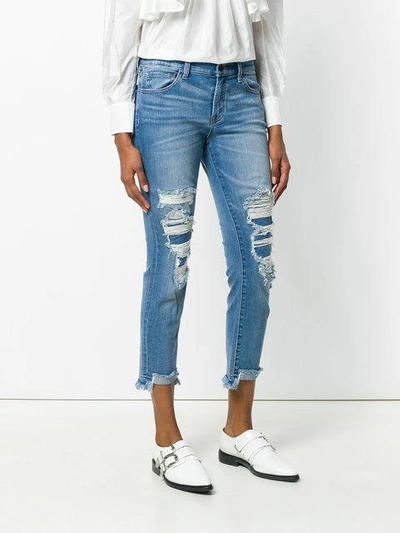 Shop J Brand Destroyed Skinny Jeans - Blue