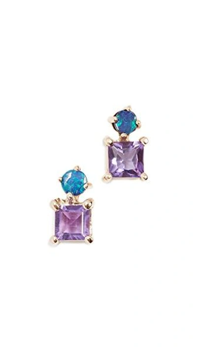 Shop Eden Presley 14k Gold Amethyst Boulder Stud Earrings In Amethyst/boulder