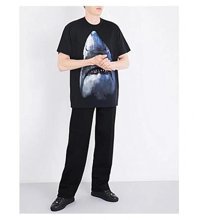 Shop Givenchy Shark-print Cotton-jersey T-shirt In Black