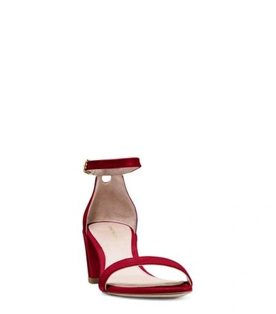 Shop Stuart Weitzman The Simple Sandal In Flame Red Patent