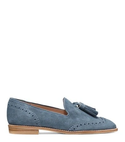 Shop Stuart Weitzman The Boything Flat In Denim Blue Suede