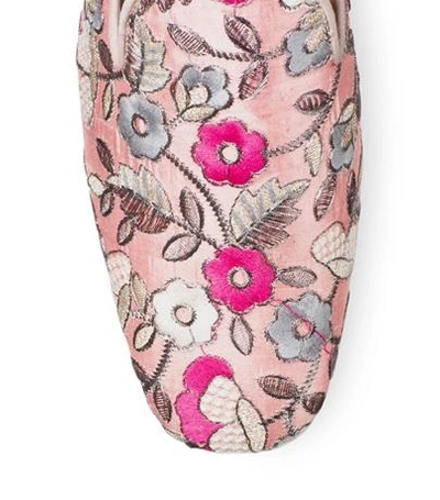 Shop Stuart Weitzman The Pipearky Flat In Rose Pink Embroidered Fabric