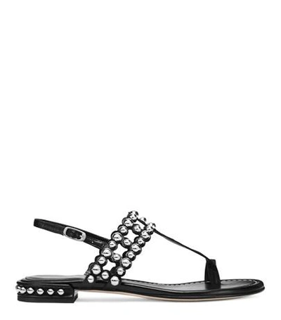 Shop Stuart Weitzman The Taxi Sandal In Black Calf Leather