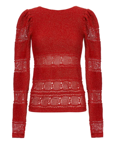Shop Torn Lurex Pouf Sleeve Sweater